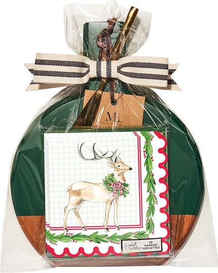 9.75"x8" Acaicia Bevel Board and Napkin Gift Set (Assorted Designs)