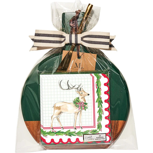 9.75"x8" Acaicia Bevel Board and Napkin Gift Set (Assorted Designs)