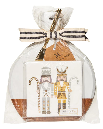 9.75"x8" Acaicia Bevel Board and Napkin Gift Set (Assorted Designs)