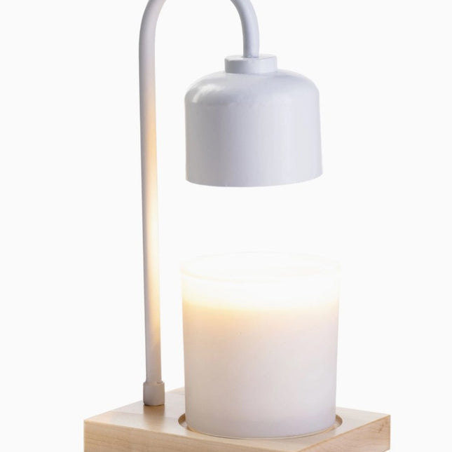 Arched Candle Warmer Lamp White & Wood