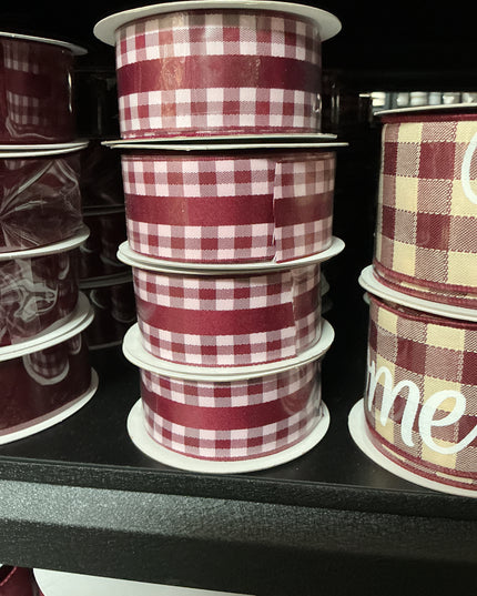 1.5" x 10 yds Solid/Mini Gingham Ribbon