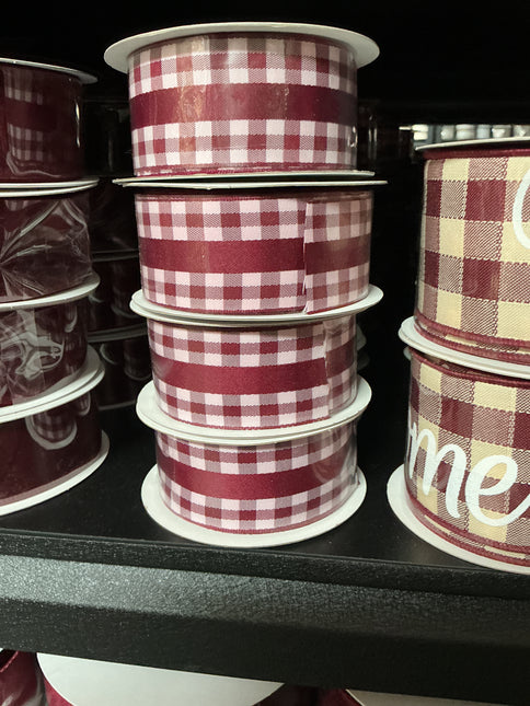 1.5" x 10 yds Solid/Mini Gingham Ribbon