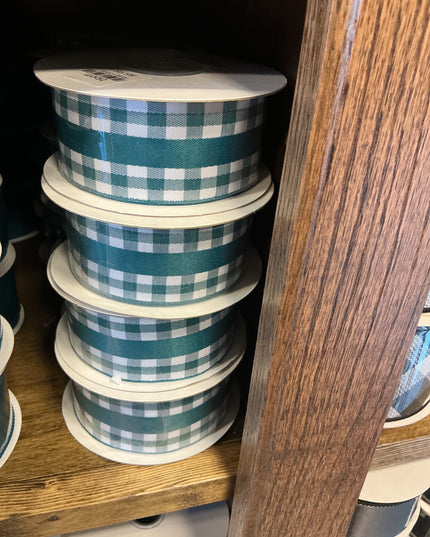 1.5" x 10 yds Solid/Mini Gingham Ribbon