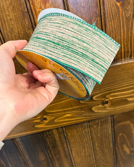 Green woven dupioni ribbon