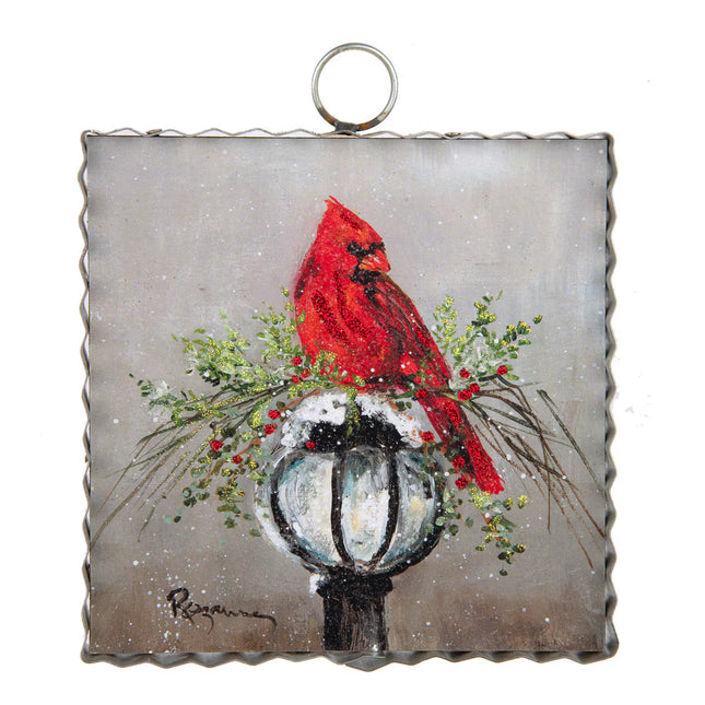 Mini Art Cardinal on Lamp Post