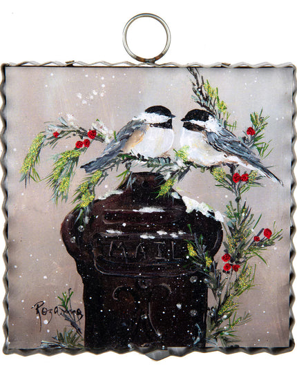 Mini Art Chickadees on Mail Box