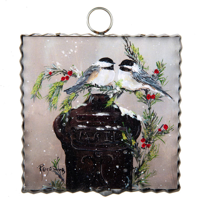 Mini Art Chickadees on Mail Box