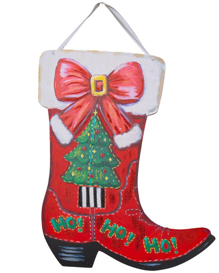 HoHoHo Cowboy Boot PVC Door Hanger