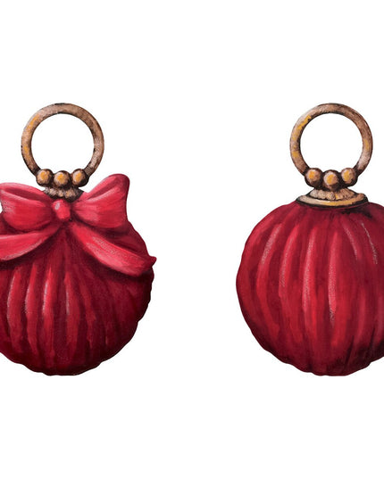 Burgundy Velvet Round Ornaments