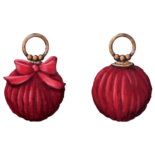 Burgundy Velvet Round Ornaments