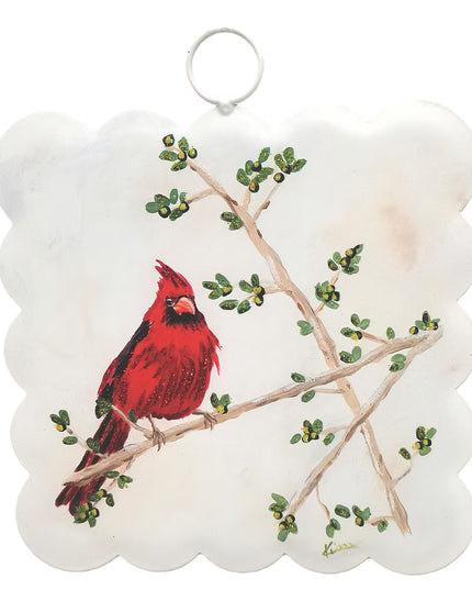 Mini Scallop Art Solitary Cardinal