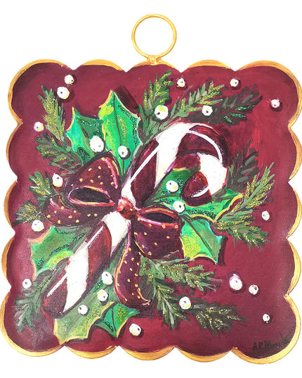 Mini Art Scallop Burgundy Candy Cane