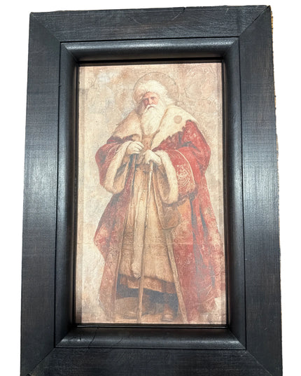 Old World Santa Canvas with wood frame 12" x 18"