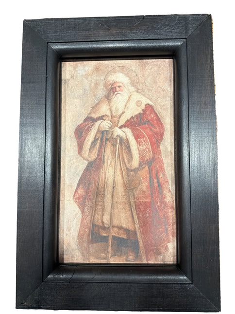 Old World Santa Canvas with wood frame 12" x 18"