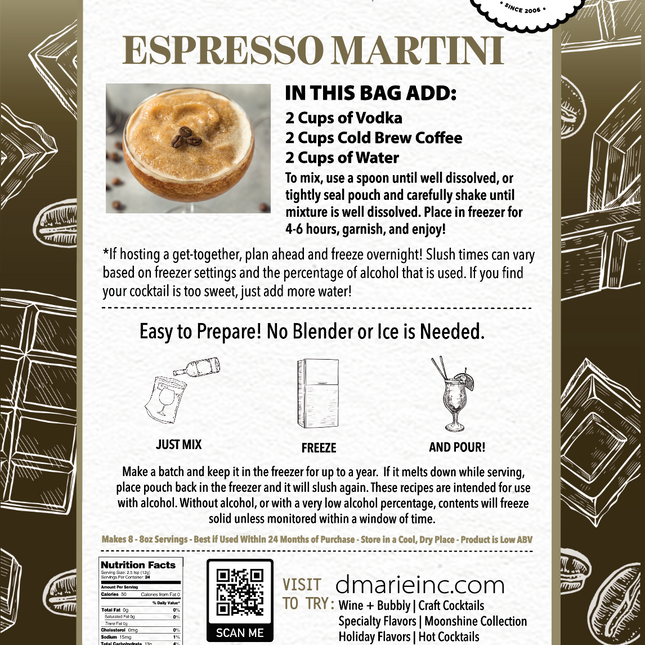Espresso Martini Craft Cocktail Slush Mix