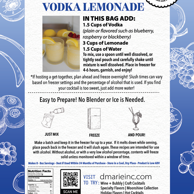 Vodka Lemonade Craft Cocktail Slush Mix
