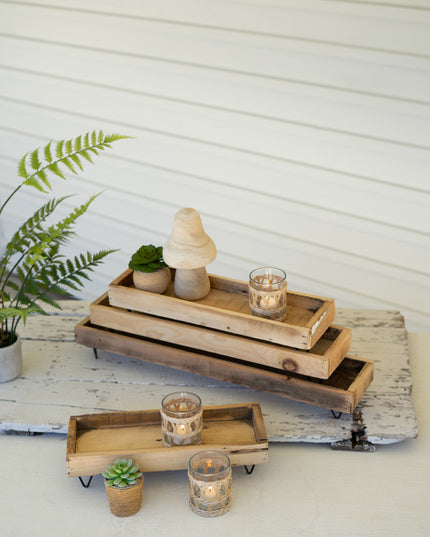Wooden Tray with wire feet - 4 sizes