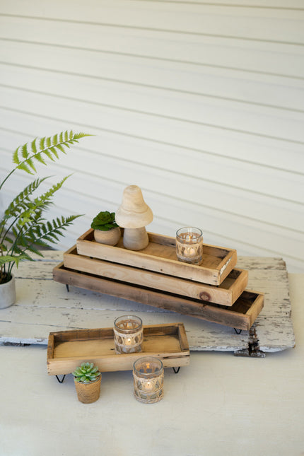 Wooden Tray with wire feet - 4 sizes