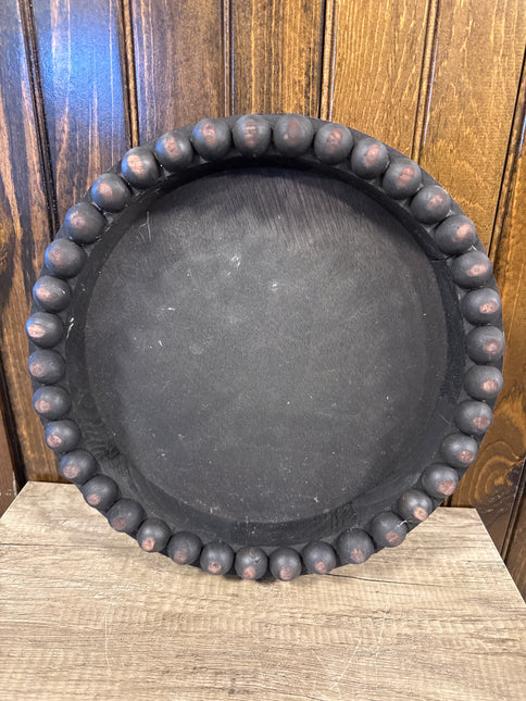 Black Beaded Tray 6"