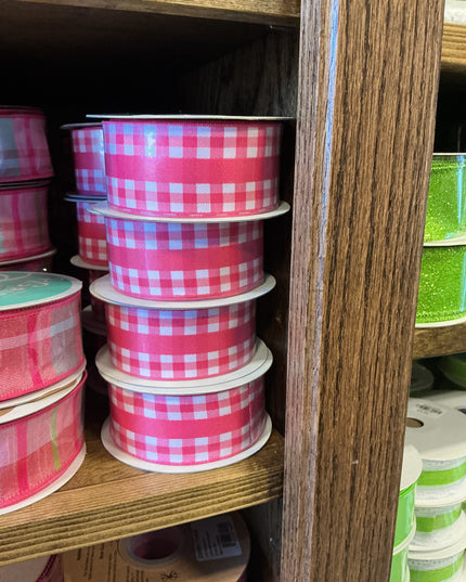 1.5" x 10 yds Solid/Mini Gingham Ribbon