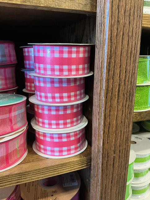 1.5" x 10 yds Solid/Mini Gingham Ribbon