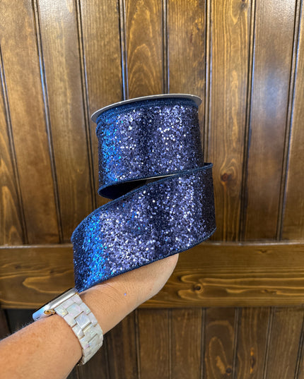 Ribbon Navy Glitter 2.5"x10yd