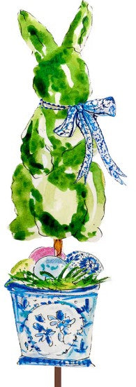 Beck's Boxwood Bunnies in Blue Pots