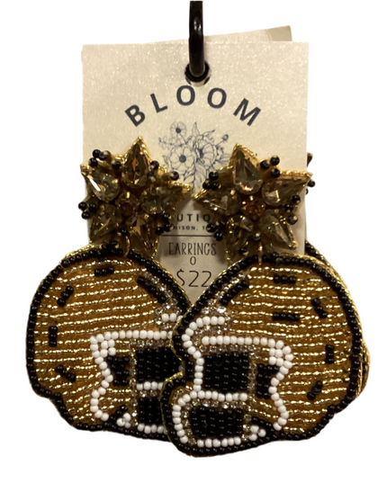 Gold & Black Football Helmet Earrings