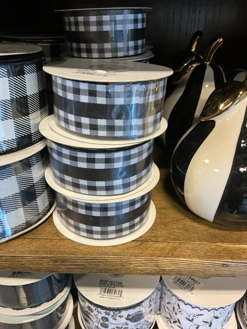 1.5" x 10 yds Solid/Mini Gingham Ribbon