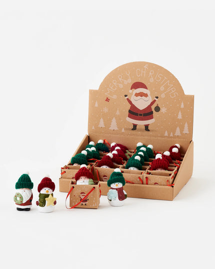 Santa/Snowman Ornament w/ Knit Hat