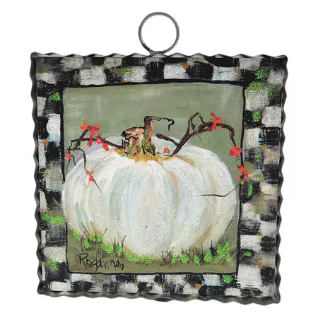 Mini Art Cream Pumpkin with Checkered Border