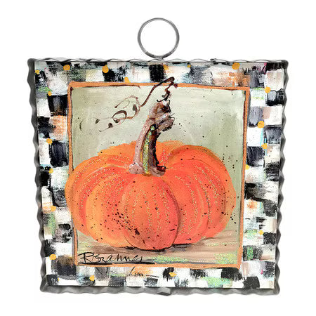 Mini Art Orange Pumpkin with Checkered Border
