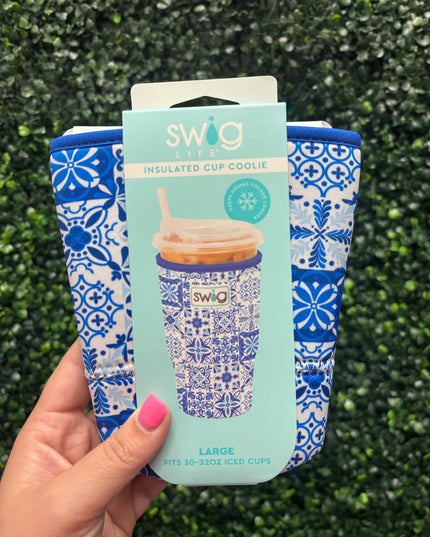 Indigo Tiles Iced Cup Coolie (Large)