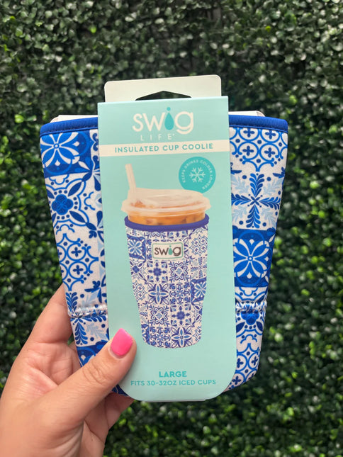 Indigo Tiles Iced Cup Coolie (Large)