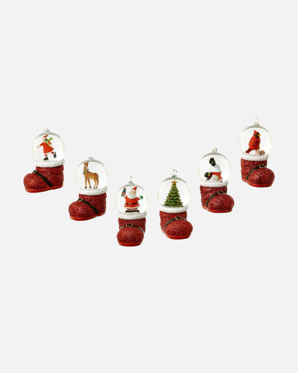 Santa Boot Waterglobe Ornament Assorted