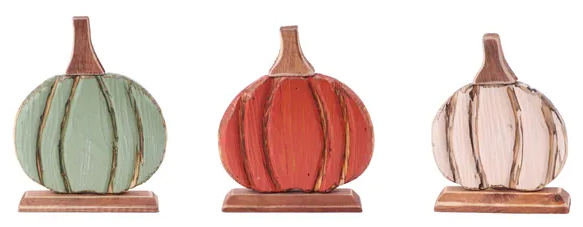 Wooden Pumpkin Set