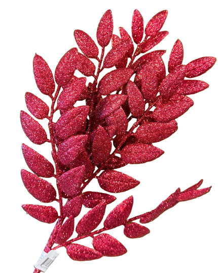 Red glitter leaf pick