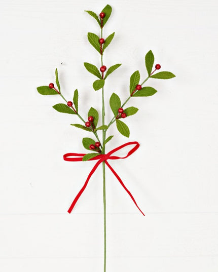 Mistletoe and Holly Berry Branch