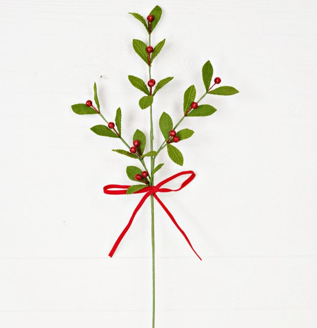 Mistletoe and Holly Berry Branch