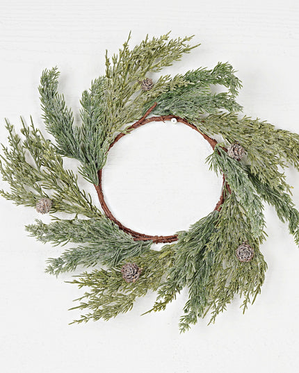 14in Icy Sparkled Cedar Wreath