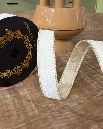 White Velvet Metallic Gold Dupioni Backing-1x10yd