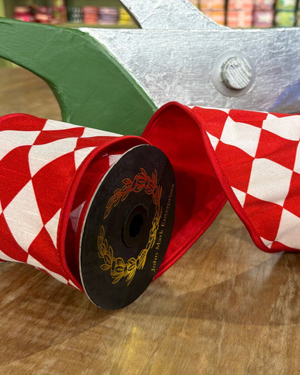 Harlequin Print Fused Taffeta Piping Red-4x5yd