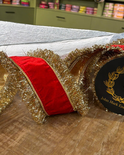 Red Velvet DBL Sided Trim/Back Metallic Dupioni-4x10yd