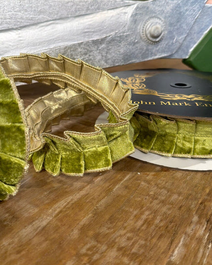 Apple Velvet Pleated Metallic Dupion Double Fused