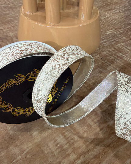 John Mark Enterprises Ivory Printed Velvet Metallic Dupion DBL Fused