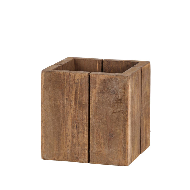 6.25" Square Wood Cube Planter