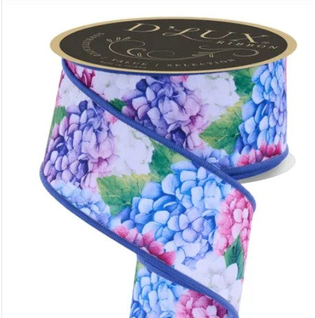 2.5" X 10yd Hydrangeas Fused Ribbon
