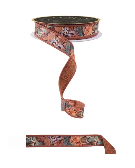 7/8" x 10 yds Pheasant Feather Ribbon
