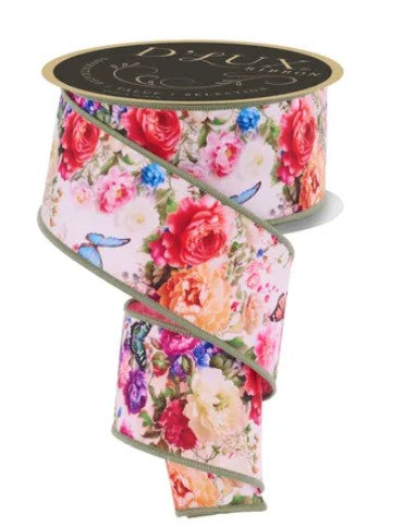 2.5" X 10yd Florals Butterflies Fused