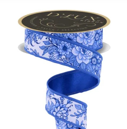 1.5" X 10yd Chinoiserie Floral Fused